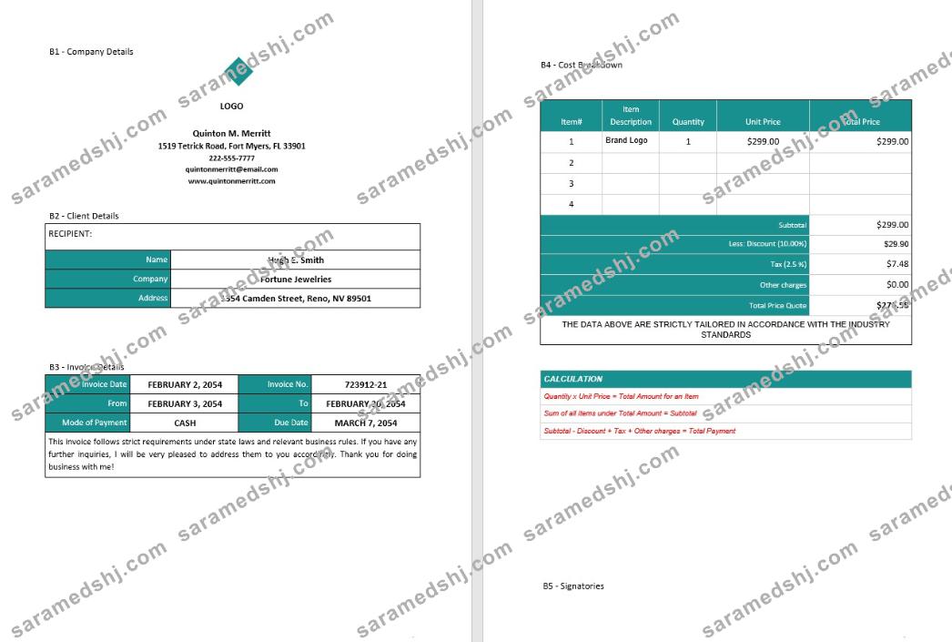 Sample Freelancer Invoice Template